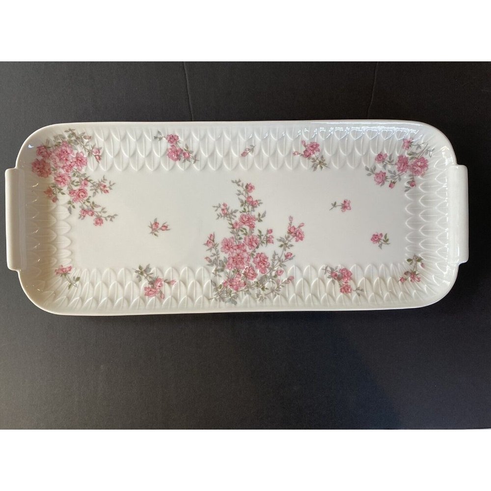 L. Bernardaud Limoges Platter Tray Vintage Porcelain White Pink 6.5" x 15 3/4" - Picture 4 of 10